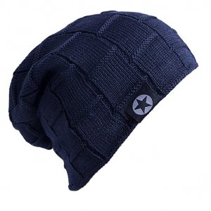 Slouchy Beanie Knit Winter Soft Warm Oversized CC hats for Women and Men, navy, One Size