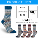 Senker Fashion 5 Pack Womens Wool Socks Winter Warm Socks Thick Knit Cabin Cozy Crew Soft Socks Gifts for Women, A-green