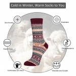Senker Fashion 5 Pack Womens Wool Socks Winter Warm Socks Thick Knit Cabin Cozy Crew Soft Socks Gifts for Women, A-green